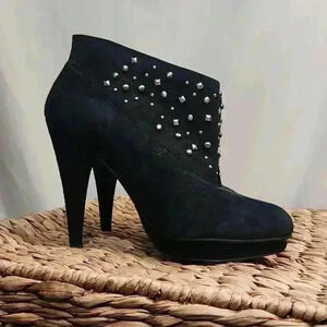 BCBG Generation Black Suede Studded Booties